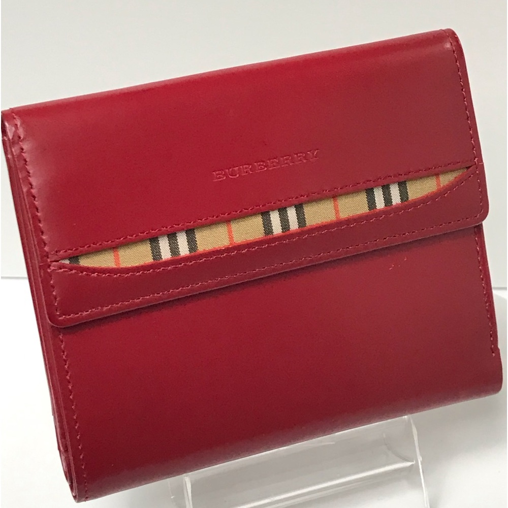BURBERRY Red Nova Check Leather Bifold Wallet ❤️‍🔥 - Picture 4 of 17